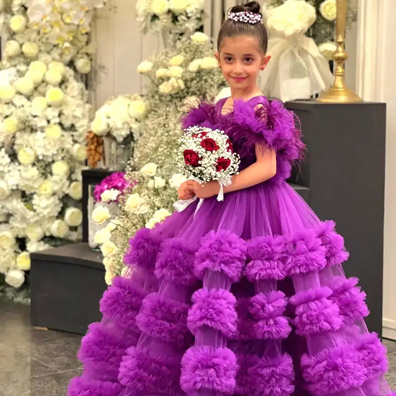 پیراهن دخترانه مدل مجلسی رنگ بنفش