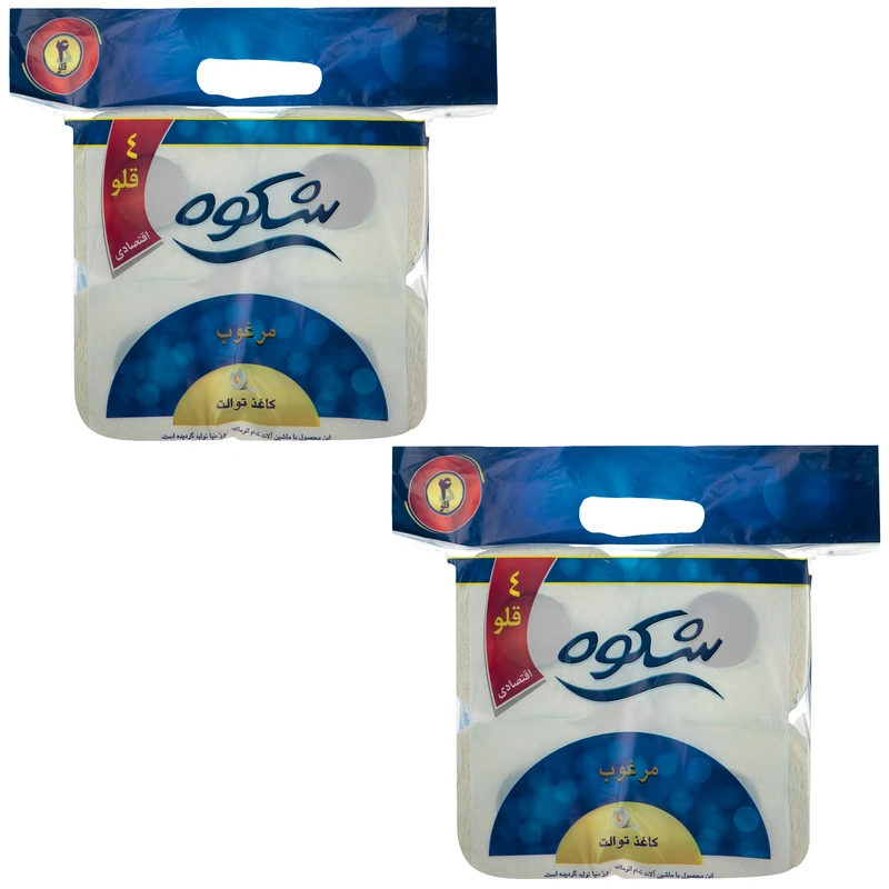 دستمال توالت شکوه مدل اقتصادی کد 4GH دو بسته 4 عددی