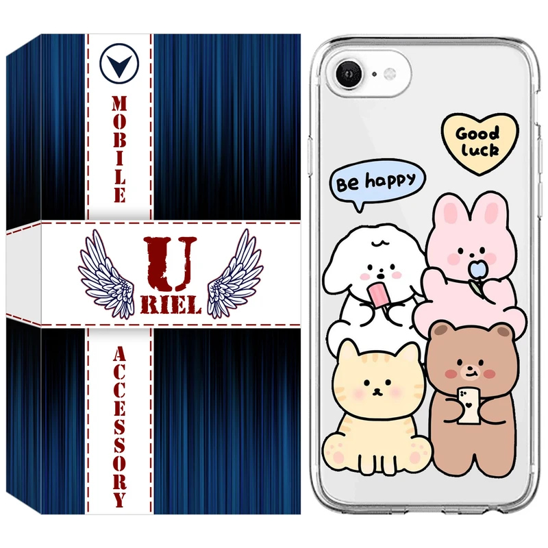 کاور یوریل مدل Clear کد 14 طرح خوشحال مناسب برای گوشی موبایل اپل iPhone 7 / 8 / SE 2020 / SE 2022