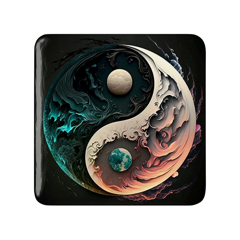 مگنت خندالو طرح یین و یانگ مدل مربعی کد 30510