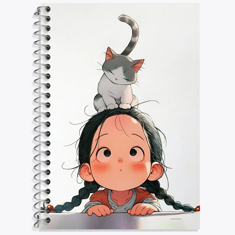 دفتر لغت 50 برگ خندالو طرح دختر و گربه کد N5577