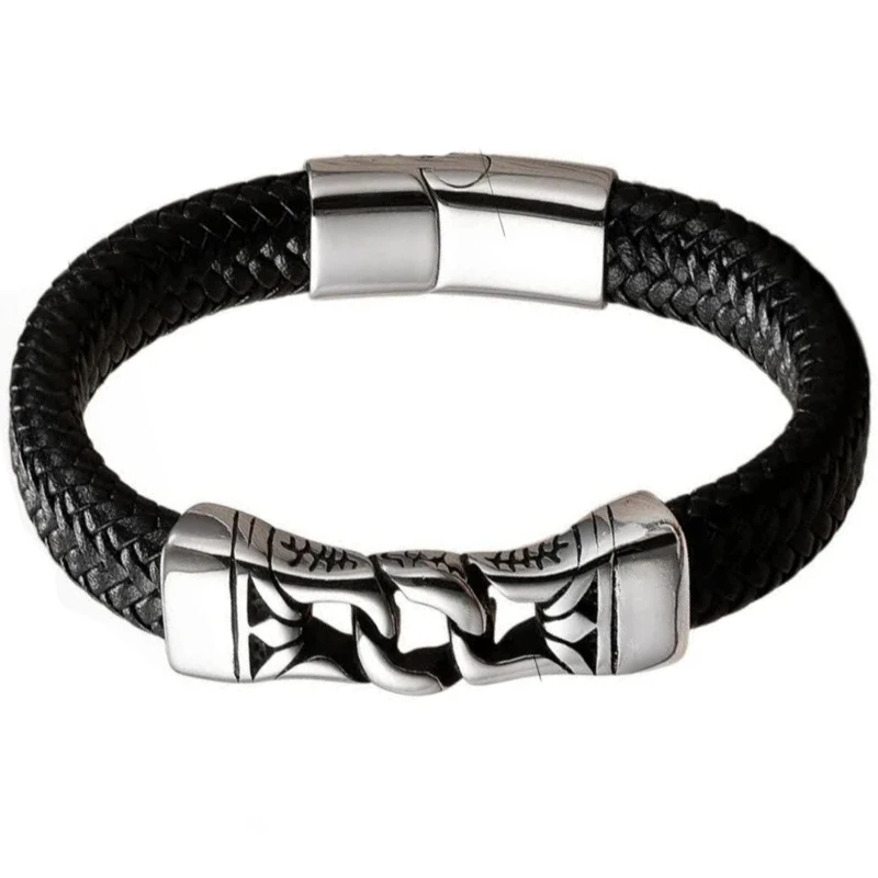 دستبند مردانه گالری گوهرسنگ مدل چرمی کد OT_239