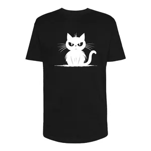 تی شرت لانگ مردانه مدل گربه کد Sh174 رنگ مشکی