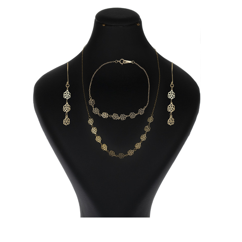  نیم ست طلا 18 عیار زنانه گالری یارطلا مدل گل رز کد NS44