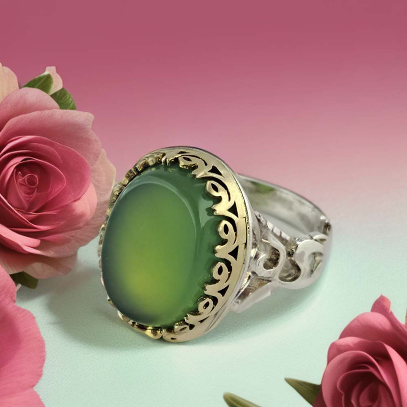 انگشتر نقره مردانه ملک زیور مدل رکاب یاعلی نگین عقیق کد 330