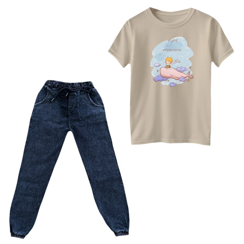 ست تی‌شرت و شلوار پسرانه مدل شازده کوچولو و نهنگ