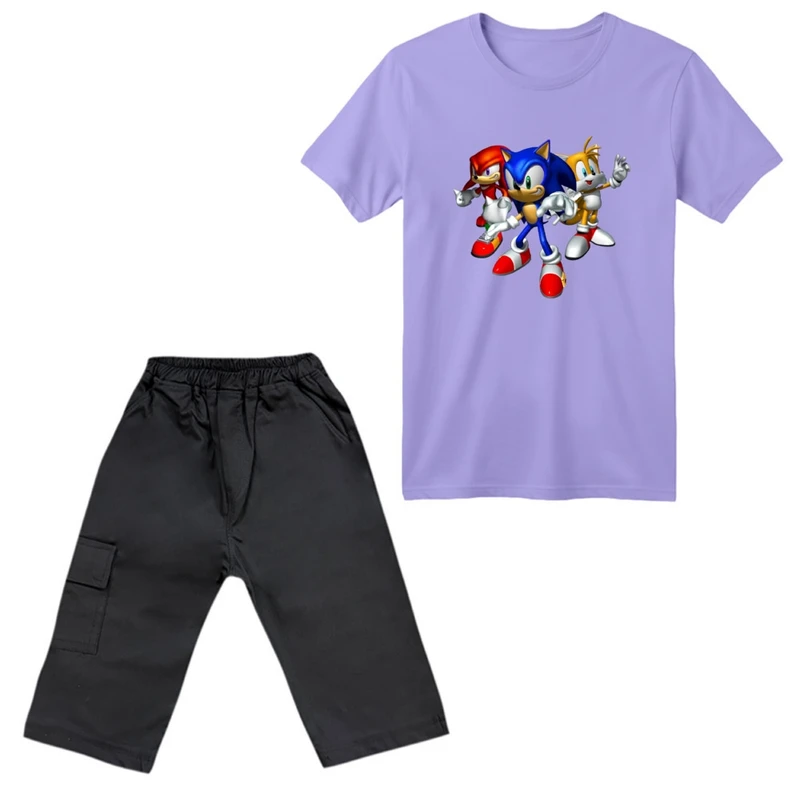 ست تی‌شرت آستین کوتاه و شلوارک پسرانه مدل سونیک کد 1