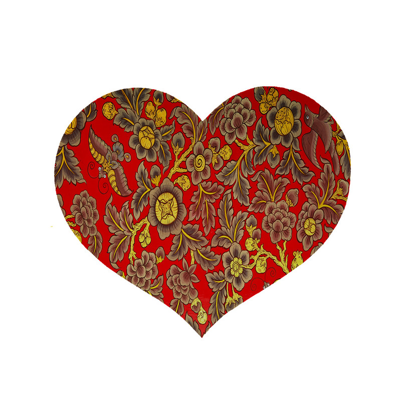 پادری مدل قلب طرح گل کد 6111 سایز 90x90 سانتی متر