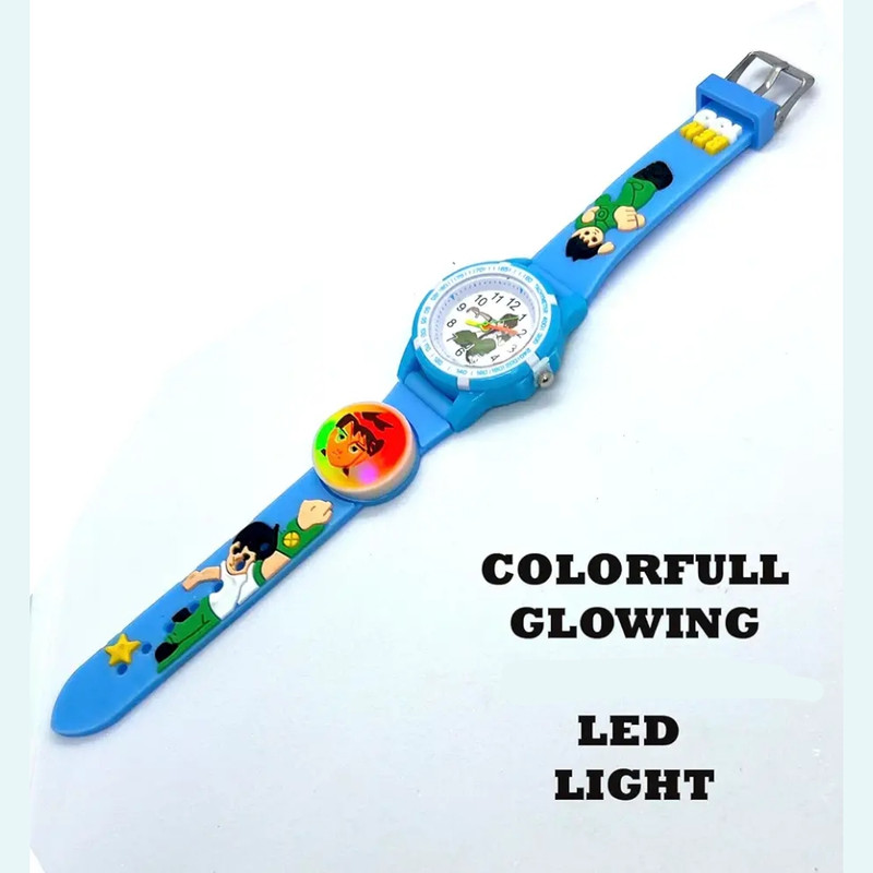 ساعت  مچی عقربه ای پسرانه مدل چراغدار بند سیلیکونی ضد حساسیت طرح بن‌تن کد ۱