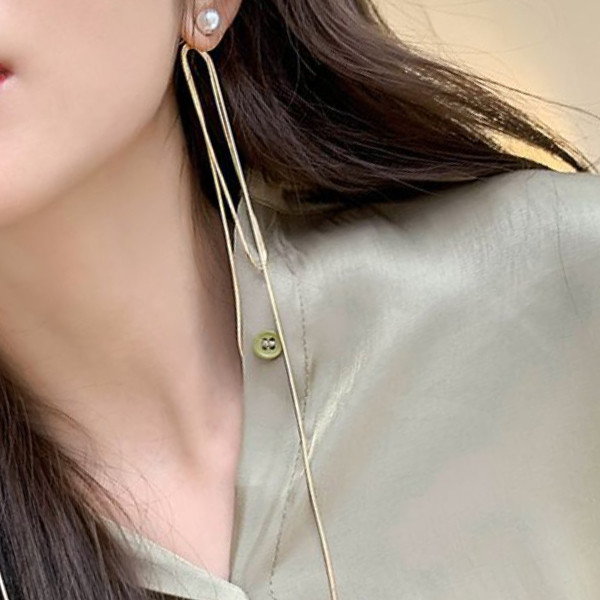 گوشواره زنانه مدل آویزی بلند بسته 2 عددی