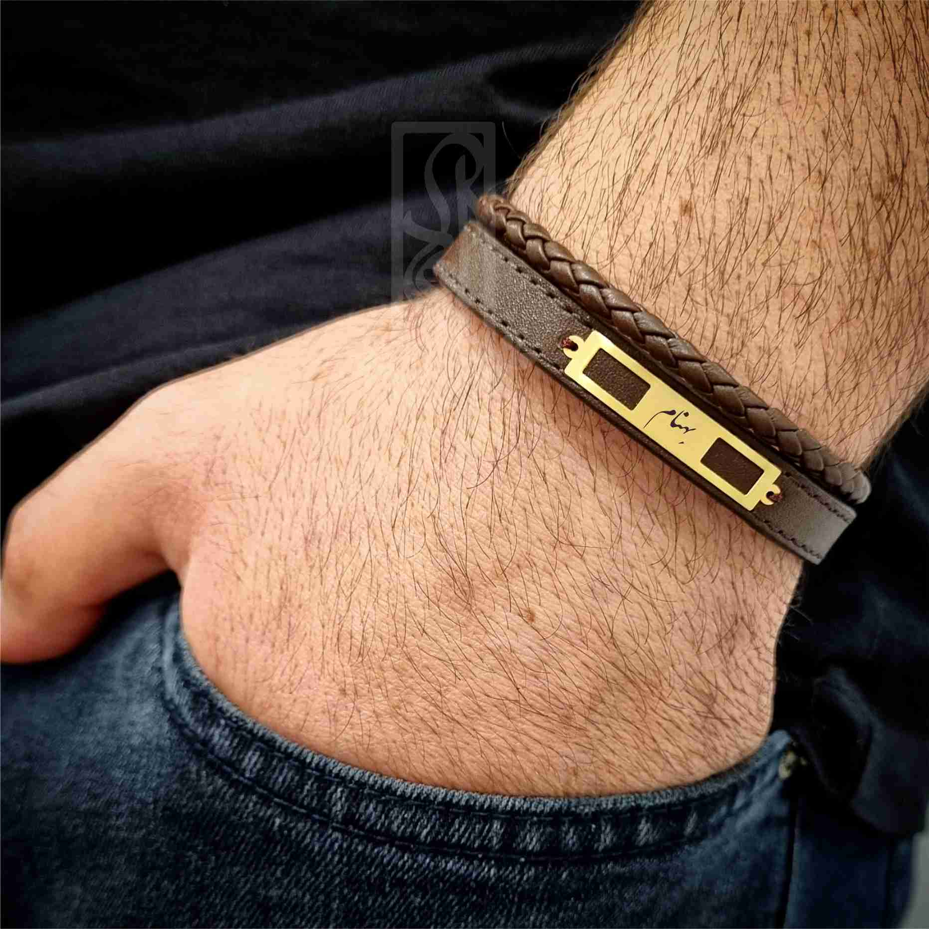 دستبند طلا 18 عیار مردانه لیردا مدل اسم بهنام 6600