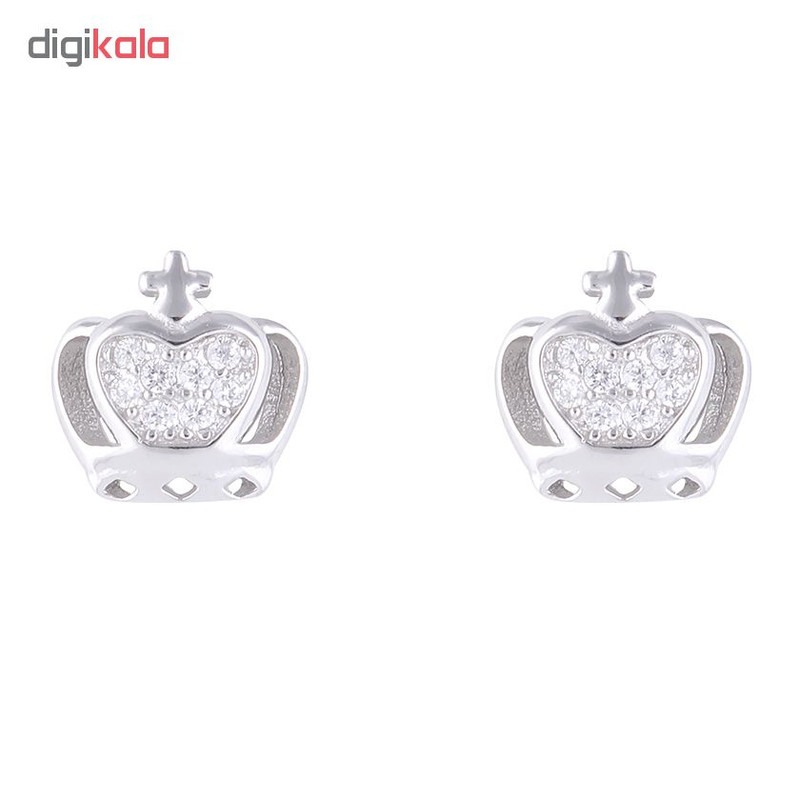 گوشواره نقره زنانه مون لایت طرح تاج کد E1195