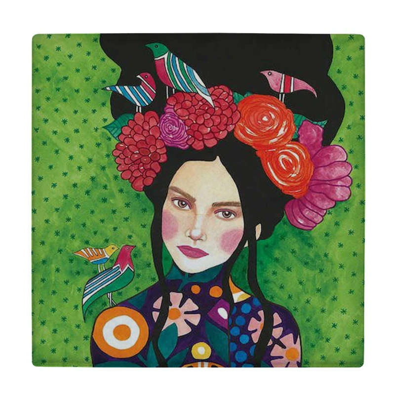 زیر لیوانی طرح نقاشی بانو و پرندگان کد    3273463_612