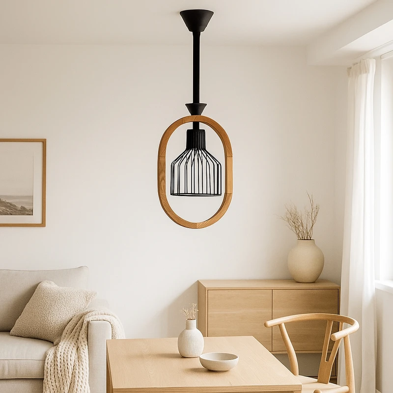 لوستر 1 شعله شاهان تک مدل wood 9