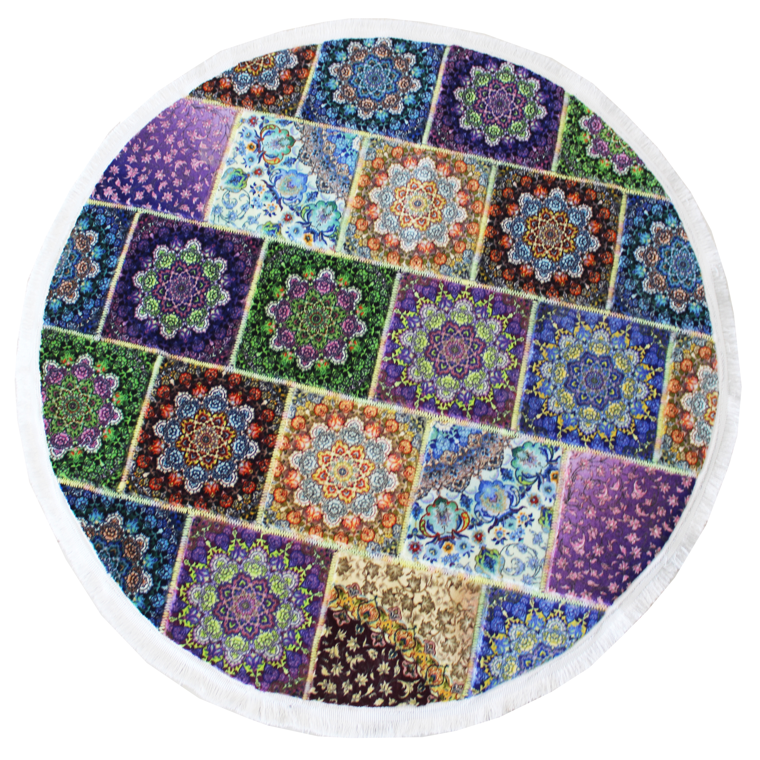  کلاژ فرش ماشینی یک متری نارسیس طرح گرد کد 4719