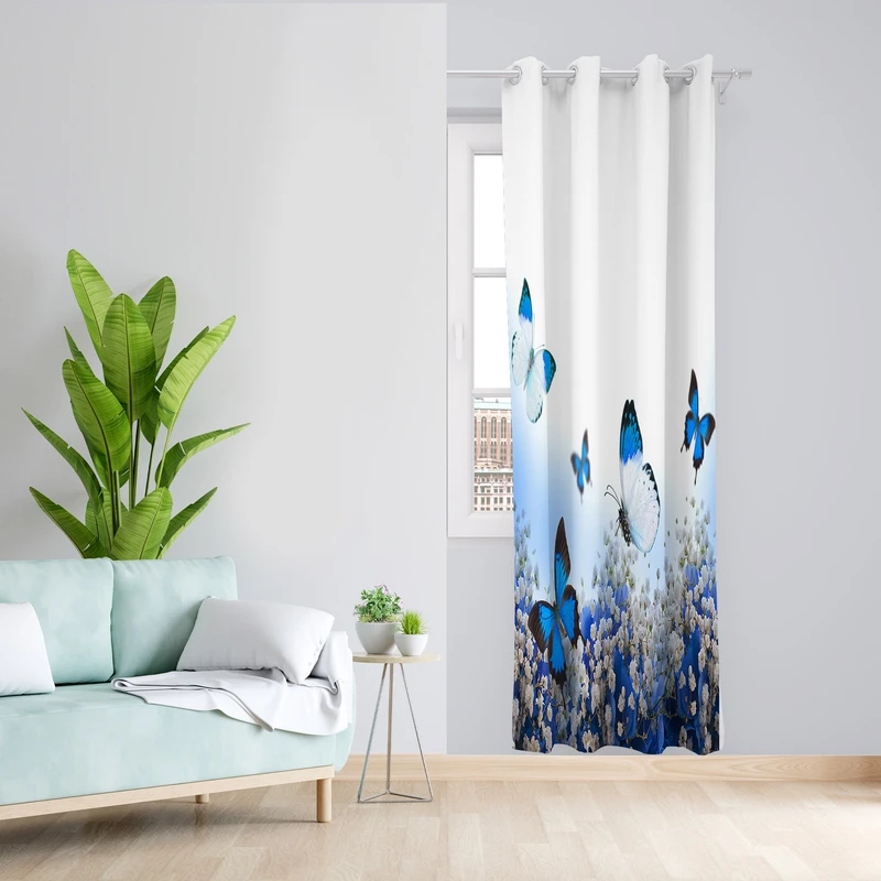 پرده طرح پروانه مدل مخمل پانچی کد 1979 z سایز 140x200 سانتی متر