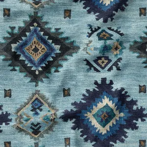 پارچه ملحفه عرض 1.5 متر پارچه باما طرح پنج بعدی فرش اصفهان کد 5014632 رنگ آبی روشن