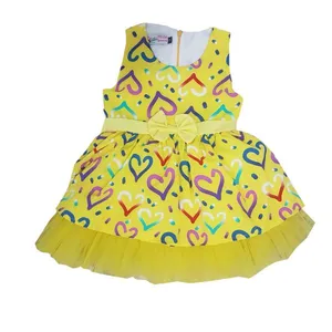 پیراهن دخترانه مدل قلبی رنگ زرد