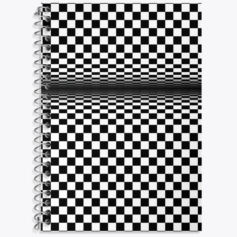 دفتر زبان 50 برگ خندالو مدل دو خط طرح چهارخونه مشکی و سفید کد N5425