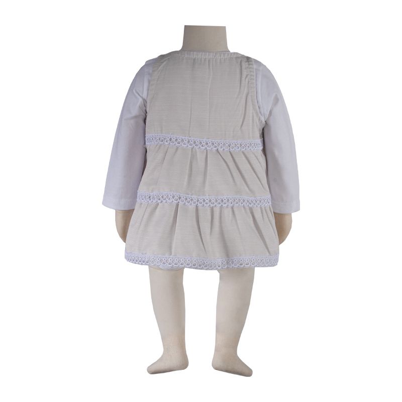 ست پیراهن و بادی نوزادی آدمک مدل چیندار کد 127100 رنگ سفید -  - 5
