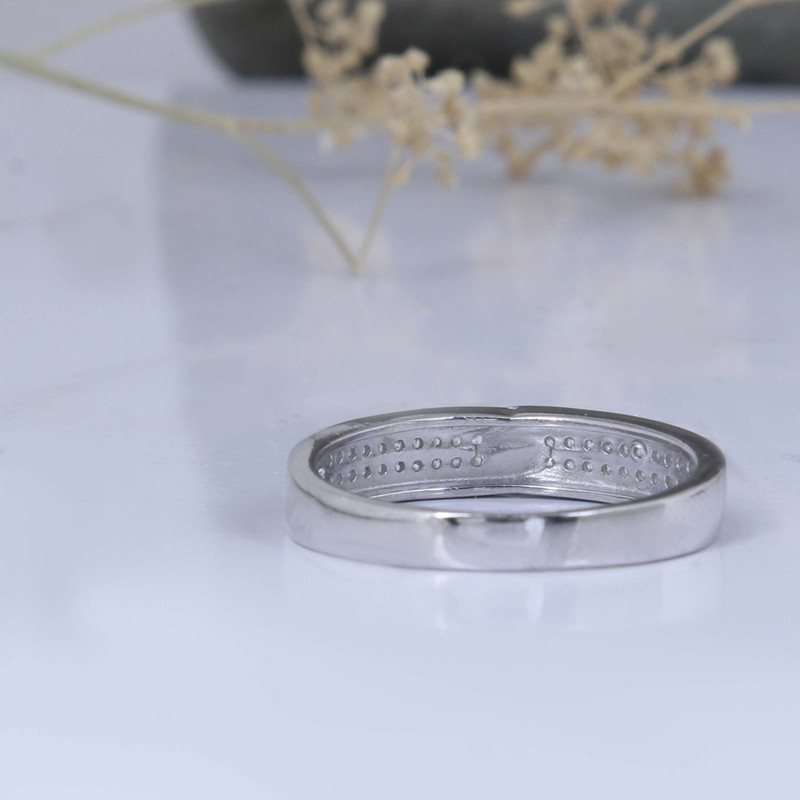 ست انگشتر نقره زنانه و مردانه مدل مخراج برلیان بدون ریزش آبکاری رادیوم کد AWR-1949