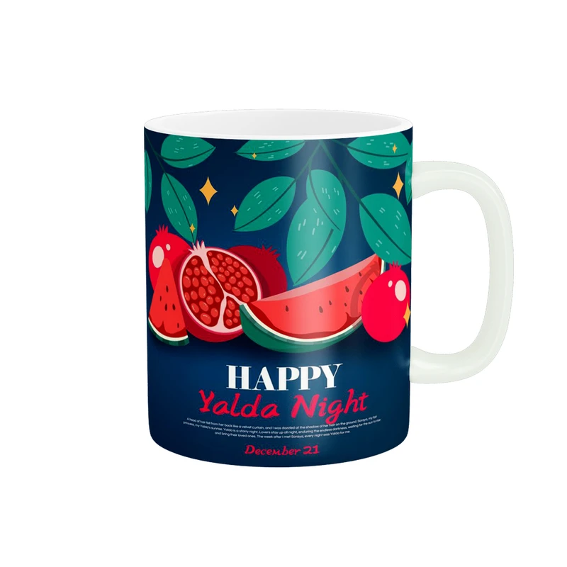 ماگ پادآفرین مدل شب یلدا مبارک طرح یلدایی کد p1334