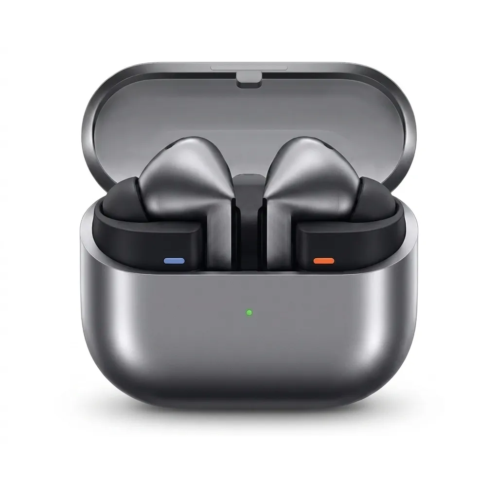 هدفون بلوتوثی سامسونگ مدل Galaxy Buds3 Pro دارای نویز کنسلینگ فعال (ANC)، درگاه شارژ USB Type-C، شارژ بی سیم، با قابلیت اتصال به چند دستگاه، پشتیبانی از فرمان لمسی، پشتیبانی از دستیار صوتی، مقاوم در برابر آب