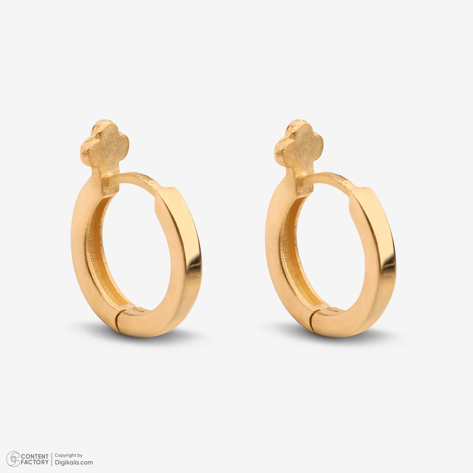 گوشواره حلقه‌ای طلا کم اجرت 18 عیار زنانه با طرح ونکلیف آرپلز گلدم مدل E244021 -  - 5