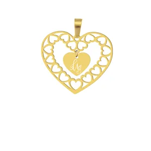 آویز گردنبند هایکاطرح قلب و حرف لاتین u مدل ha200