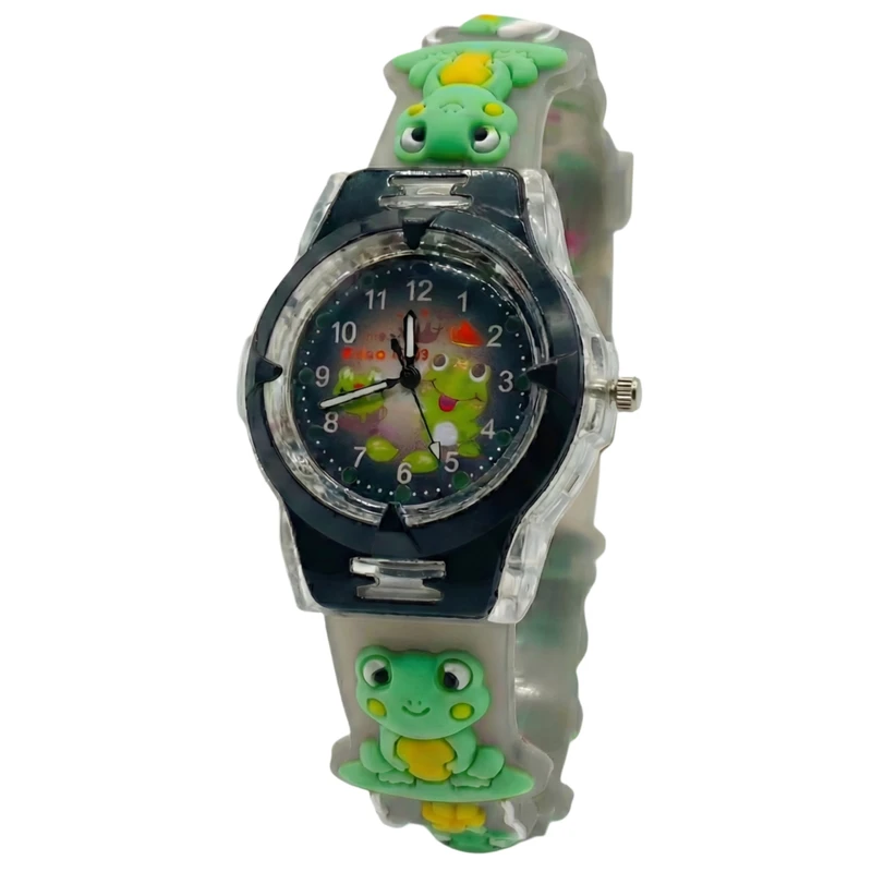 ساعت مچی عقربه‌ای کوارتز بچگانه مدل اسپرت بند سیلیکونی طرح قورباغه کد 1