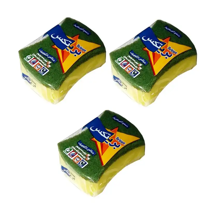 اسکاچ و سیم ظرفشویی بریتکس مدل ارگونومیک بسته 3 عددی