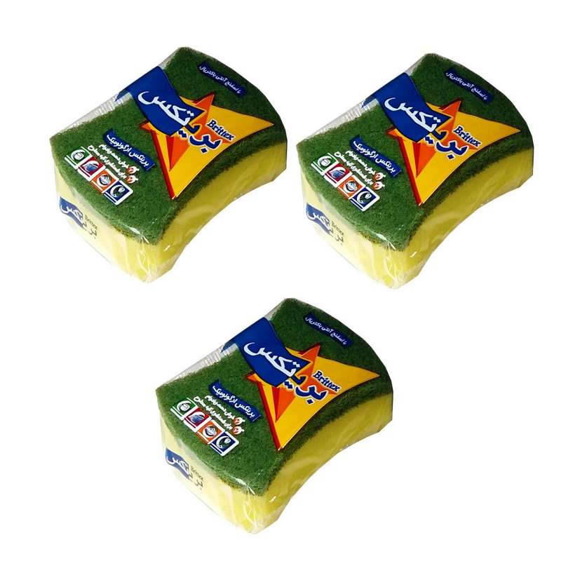 اسکاچ و سیم ظرفشویی بریتکس مدل ارگونومیک بسته 3 عددی