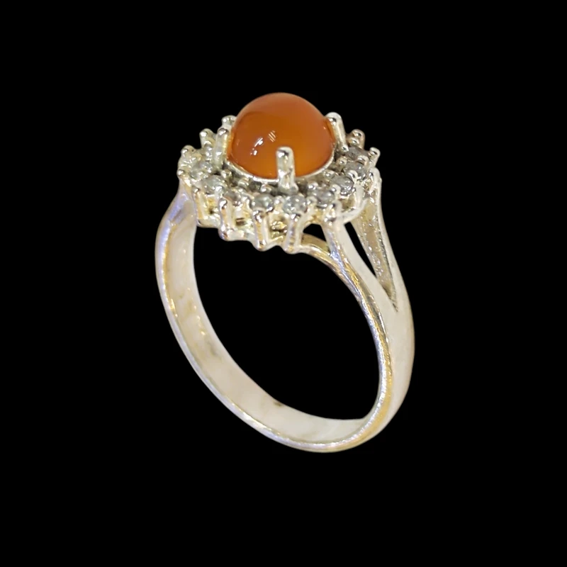 انگشتر دخترانه مدل سنگ عقیق کد ۲۳۰۰