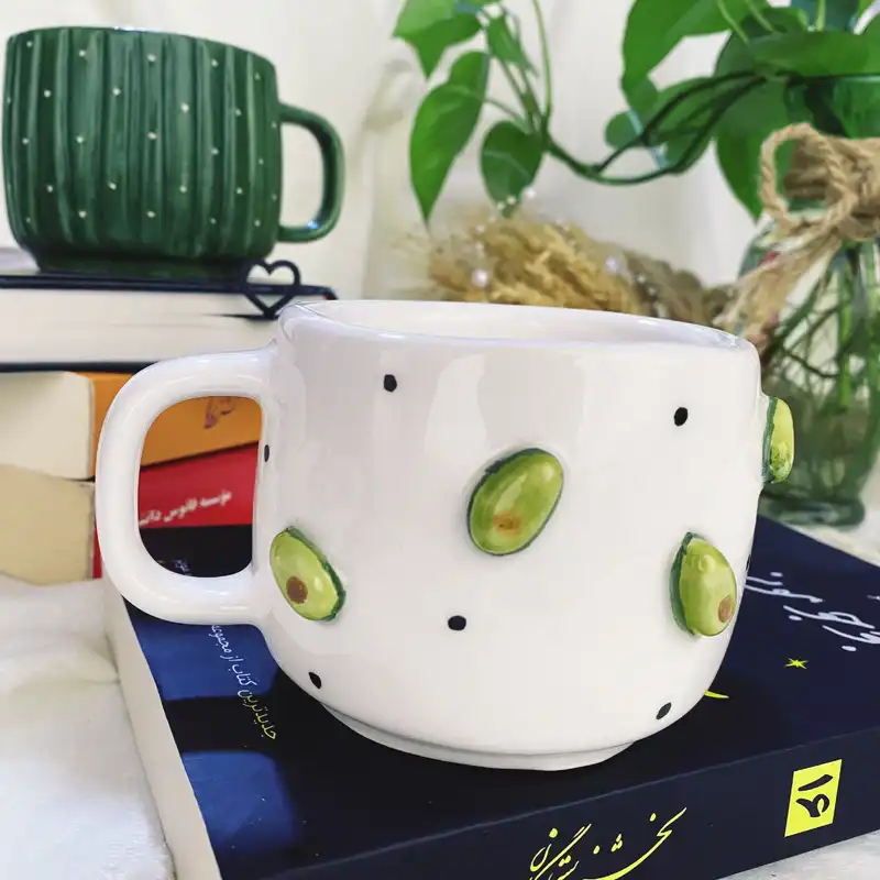 ماگ سرامیکی مدل آبمیوه طرح آووکادو  کد A14