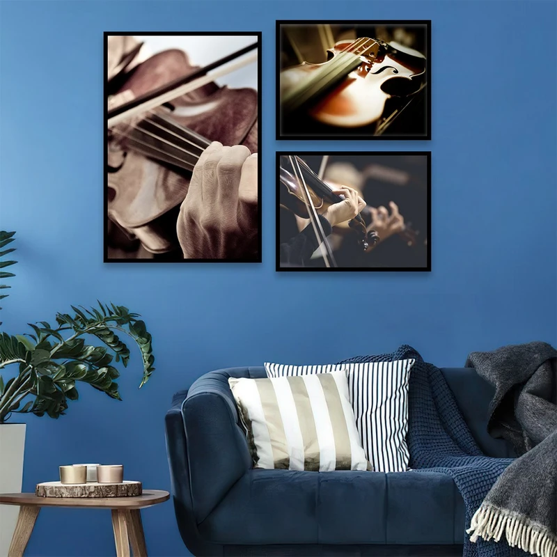 تابلو بکلیت طرح موسیقی و ویولن مدل شاین اکلیلی B-837 مجموعه 3 عددی