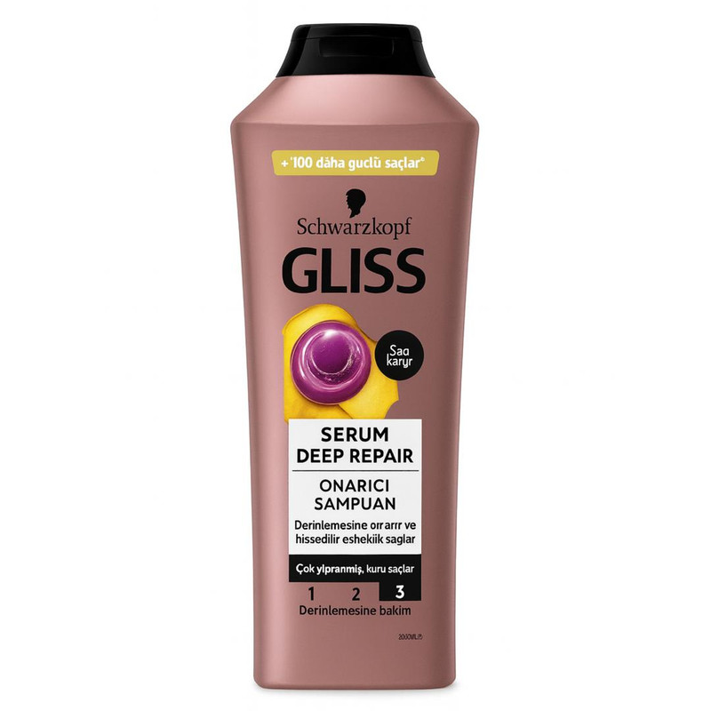 شامپو ترمیم کننده مو گلیس مدل سروم دیپ ریپیر مناسب برای موهای آسیب دیده حجم 400 میلی لیتر