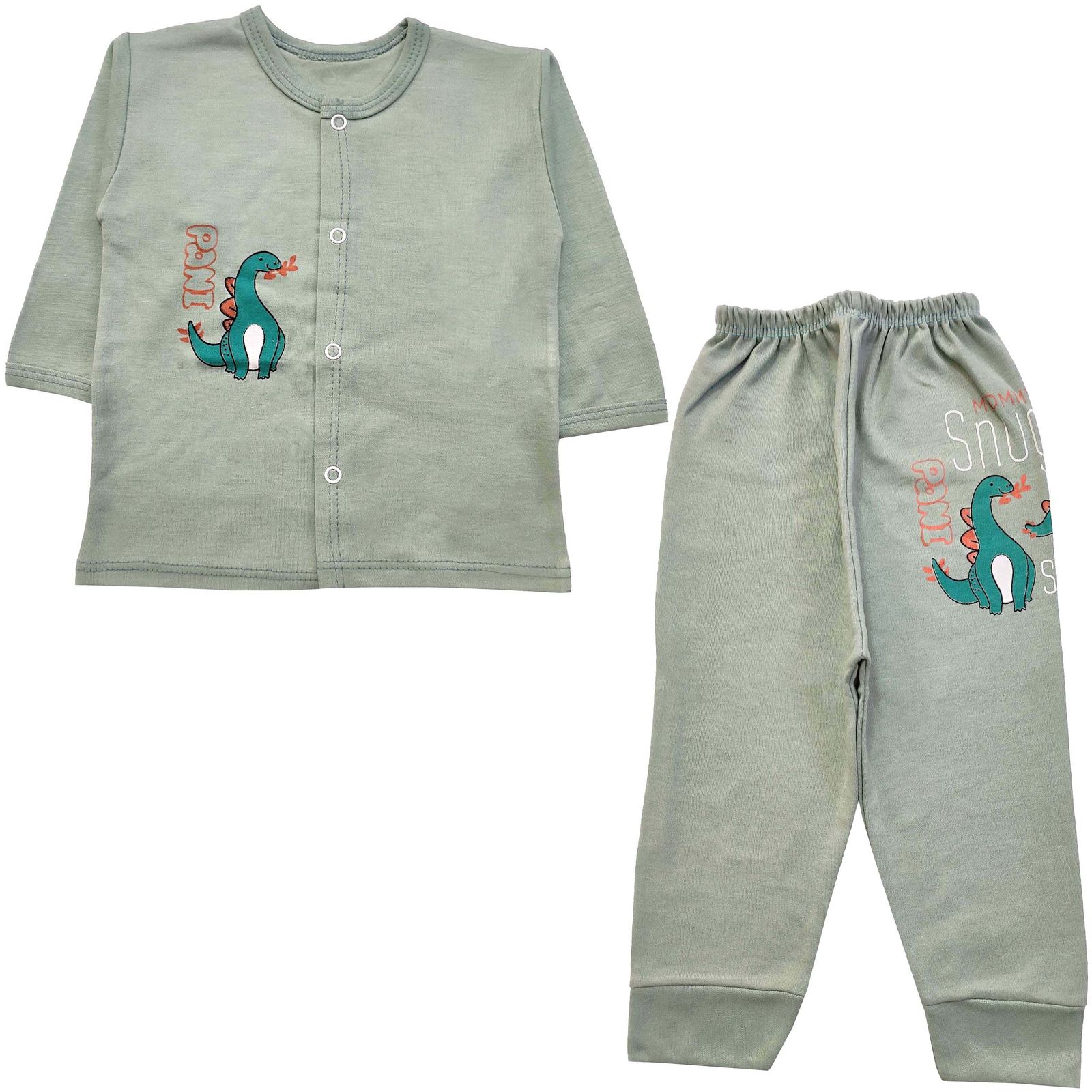 ست 3 تکه لباس نوزادی مدل دایناسور کد 3926 رنگ سبز -  - 3