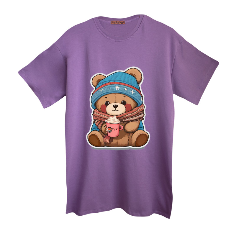 تی شرت آستین کوتاه زنانه مدل خرس زمستونی