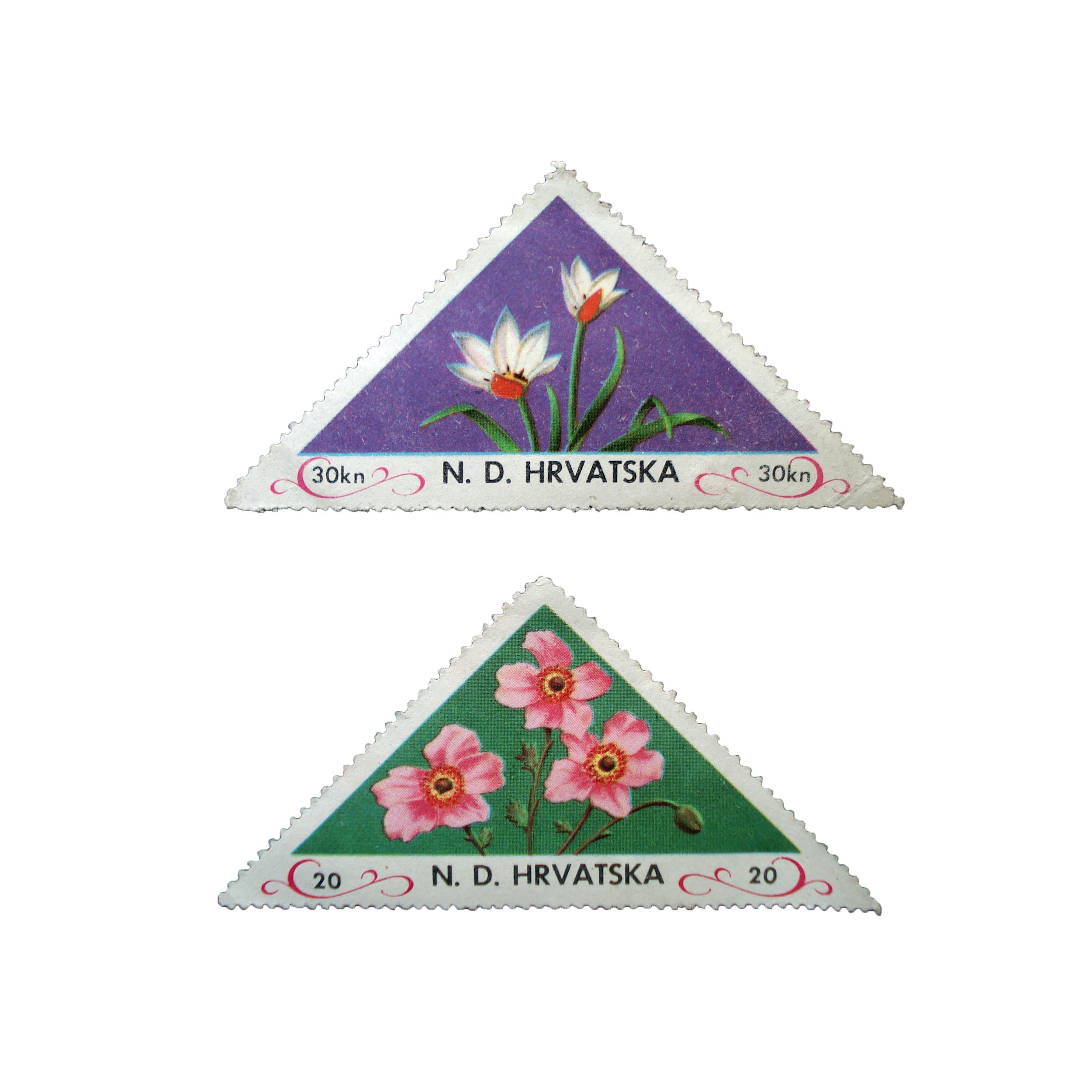 تمبر یادگاری مدل گل کد Flower-tri مجموعه 2 عددی