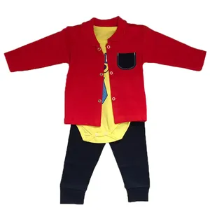 ست 3 تکه لباس نوزادی پسرانه مدل گربه کد 7