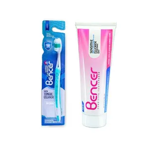 خمیر دندان بنسر مدل sensitive وزن 100 گرم همراه با مسواک بنسر مدل Extra clean با برس سخت