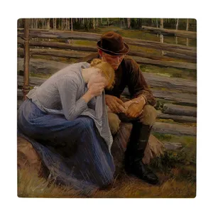 زیر لیوانی  طرح نقاشی زوج روستایی کد    5989815_4916