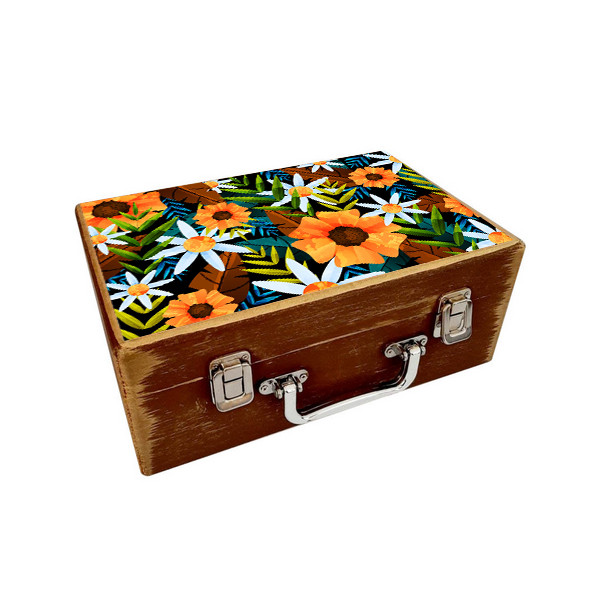 جعبه هدیه چوبی مدل چمدان بهاری کد WS511