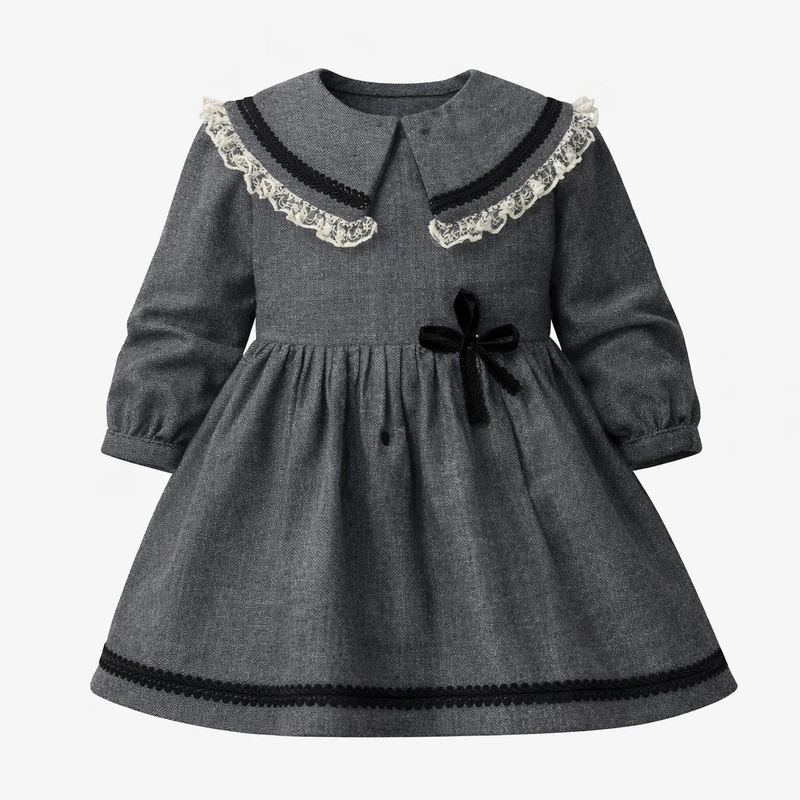 پیراهن آستین بلند یقه ب ب دخترانه مدل نیوان