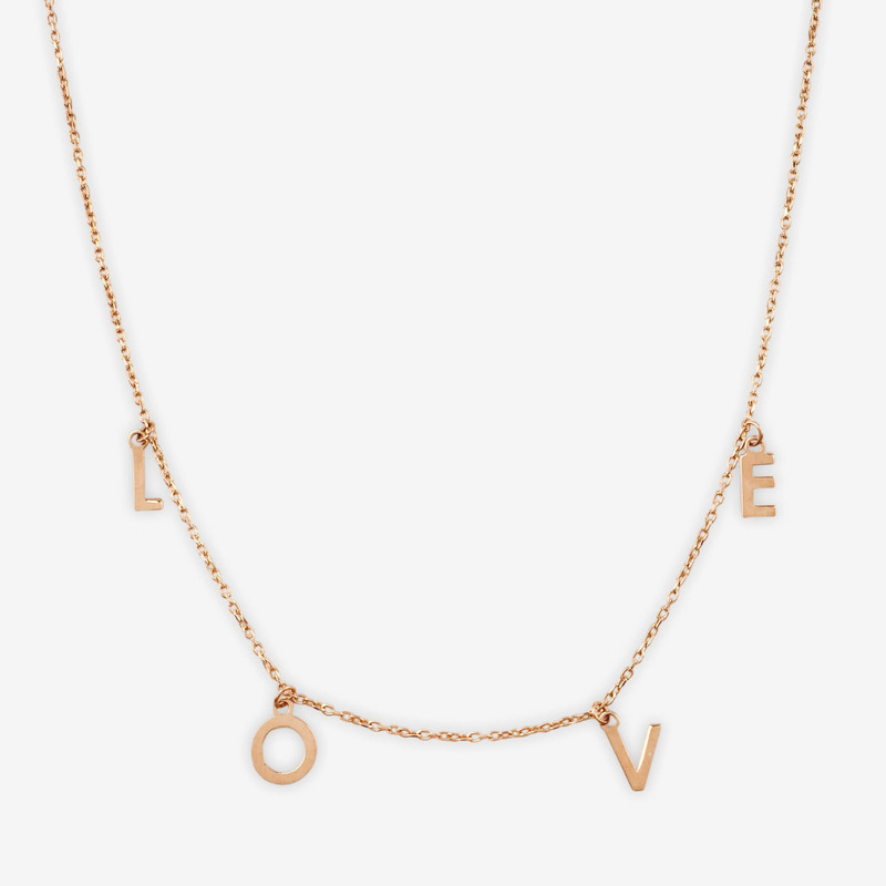 گردنبند طلا 18 عیار زنانه با زنجیر حلقه‌ای (فلامینگو) میو گلد مدل  LOVE کد NC107