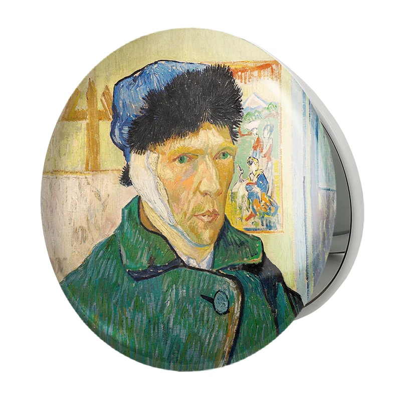 آینه جیبی خندالو طرح سلف پرتره ونسان ونگوگ مدل تاشو کد 25475 