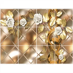  تایل سقفی طرح گل و زنجیر کد 3D1614-12 سایز 60x60 سانتی متر مجموعه 12عددی