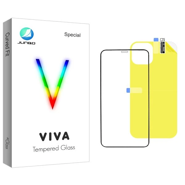 محافظ صفحه نمایش شیشه ای جانبو مدل Viva مناسب برای گوشی موبایل اپل iPhone 12 Pro Max  به همراه محافظ پشت گوشی