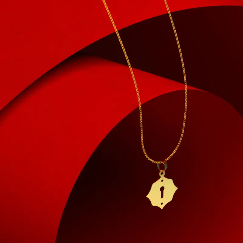 گردنبند طلا 18 عیار زنانه مدوپد مدل قفل کد F3-1-1158