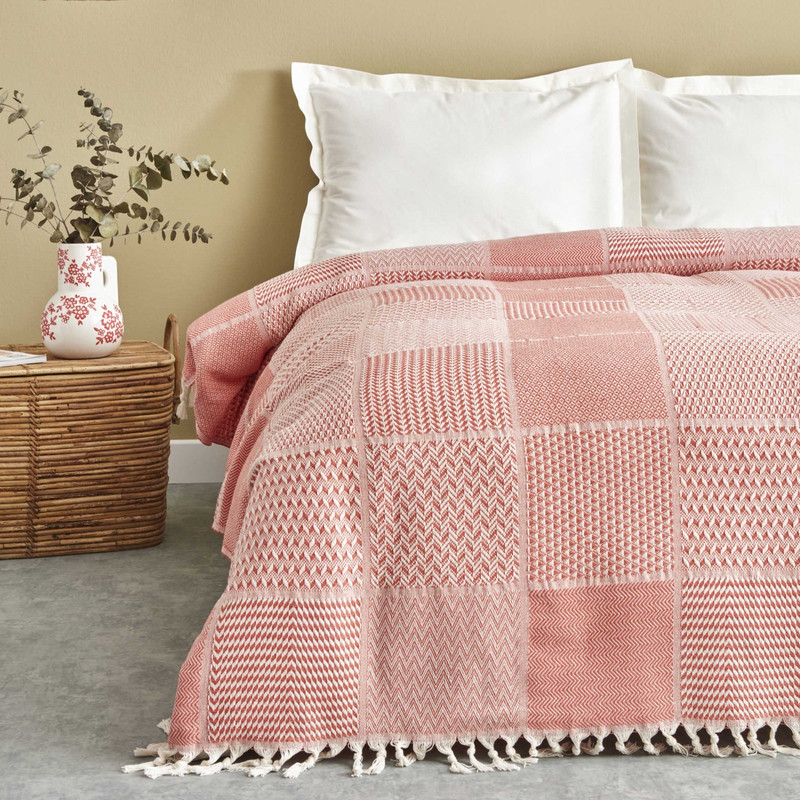 شال مبل کاراجا هوم مدل Luna Pembe Pike C.K دونفره سایز 220*200 سانتی متر